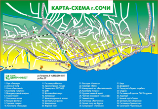 карта достопримечательностей города сочи